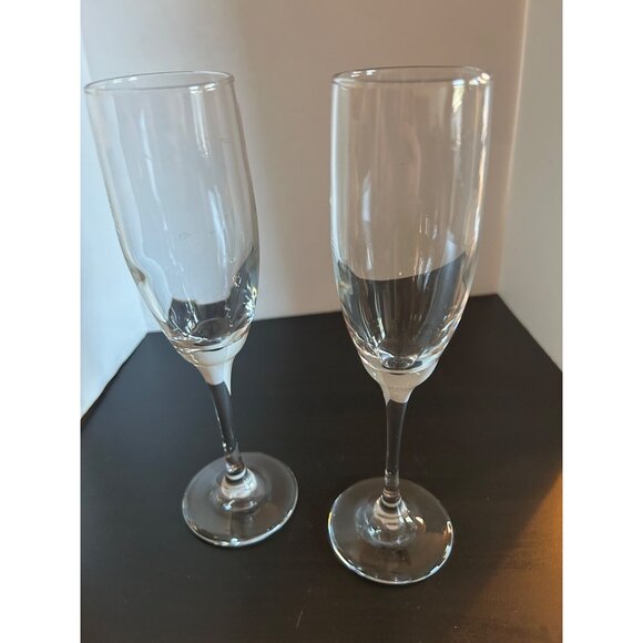 Champagne Flutes Tall Set Of 2 Elegant Clear Glass Champagne Flutes Glasses - Picture 3 of 6